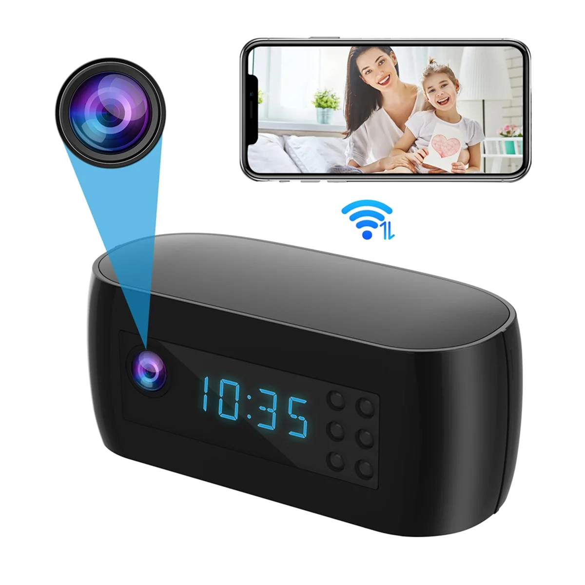 Hot sale Mini Wifi Camera Clock Full HD 1080P Wireless Control IR Night Vision View Camcorder Home Surveillance Monitor Cam