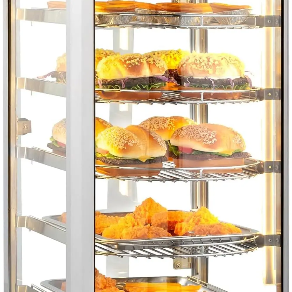 

Подогреватель еды, дисплей, подогреватель пиццы, коммерческая настольная подогреватель еды, электрическая подогреватель Pretzel со съемными полками, светодиодное освещение