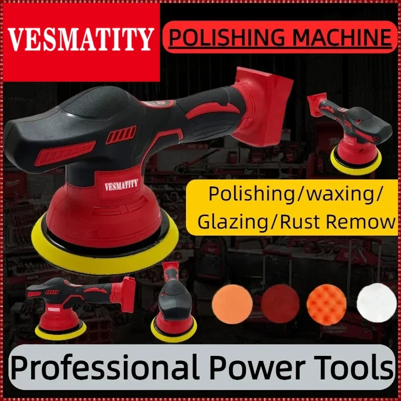 VES Cordless Polisher 8 Gears Digital Display Electric Polisher Auto Car Waxing Polishing Machine For Fit Milwaukee 18V Battery view 4