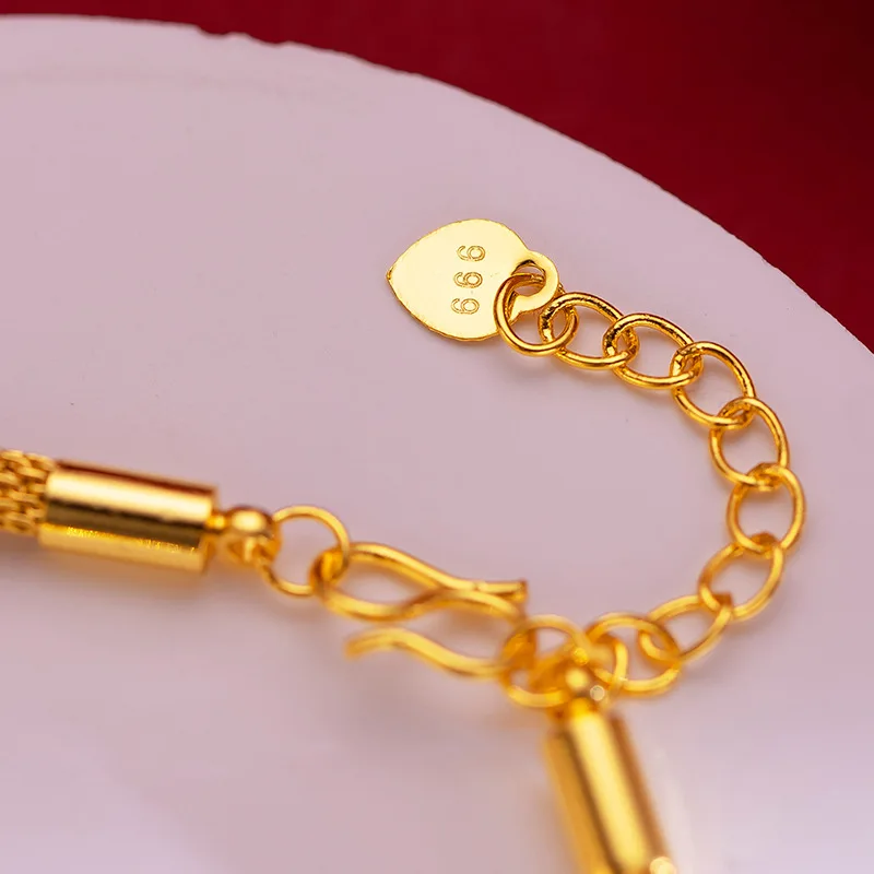 9999 real gold 24K yellow gold Ladies bracelet love all-match