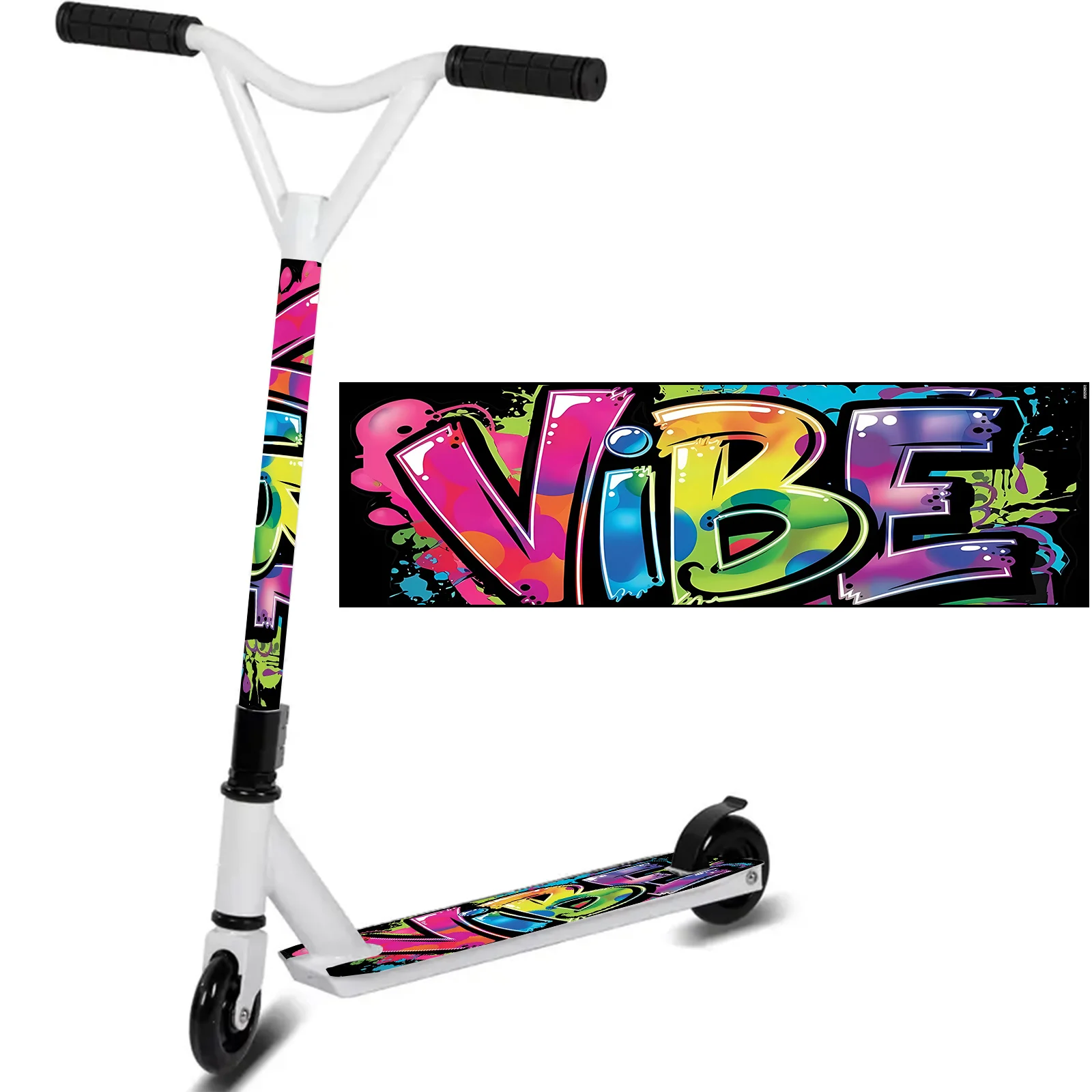 

1 шт., красочный граффити-стикер VIBE, крутой стикер для самоката, стикер для скейтборда, подходит для самокатов, скутеров, портативных складных самокатов.