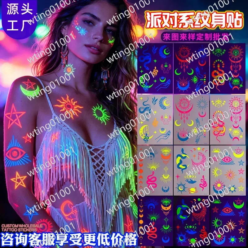 for Phoenix Legend Glow in Dark Temporary Tattoo Stickers for Electronic Music Festival Nightclub Bar Party Concert Body Art