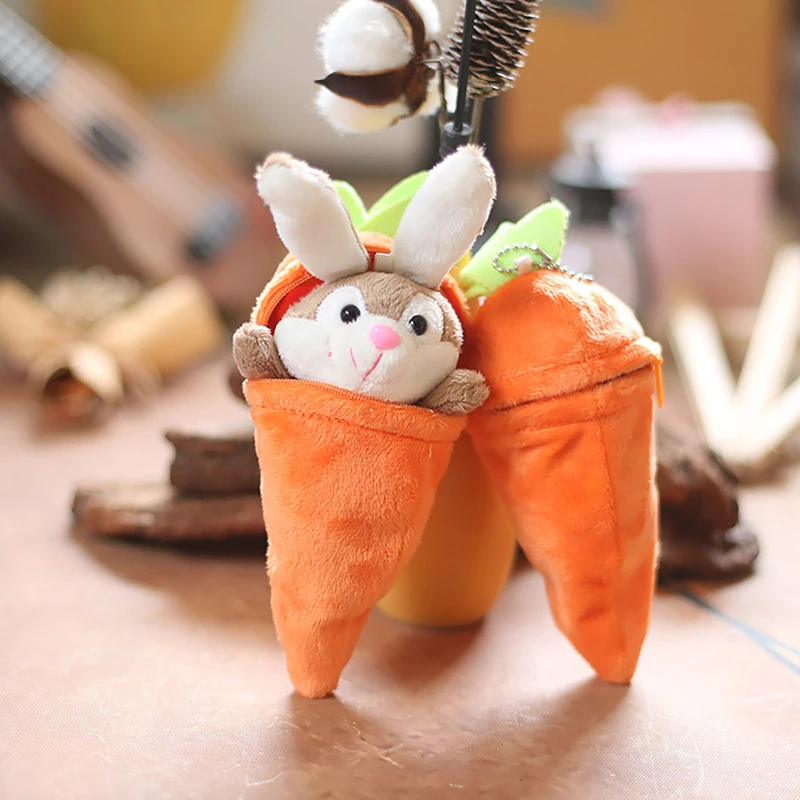 ST 1Pc cute PP cotton Reversible Bunny Carrot Plush Soft Plush Toy Kawaii Girl Keychain Holiday Gift Backpack Pendant