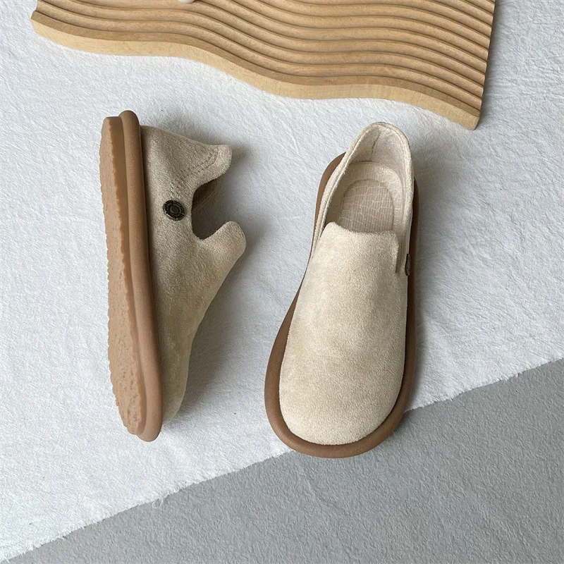 

2025New Style Fashion Boken Shoes Comfortable Lightweight Women's Soft Soled Bean Spring Suede Casual Shoes Flat Bottom Shoes