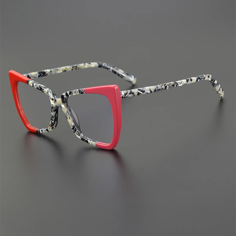 Niche designer fashion acetate glasses frame men's and women's cat-eye square frame retro optical prescription glasses round fac