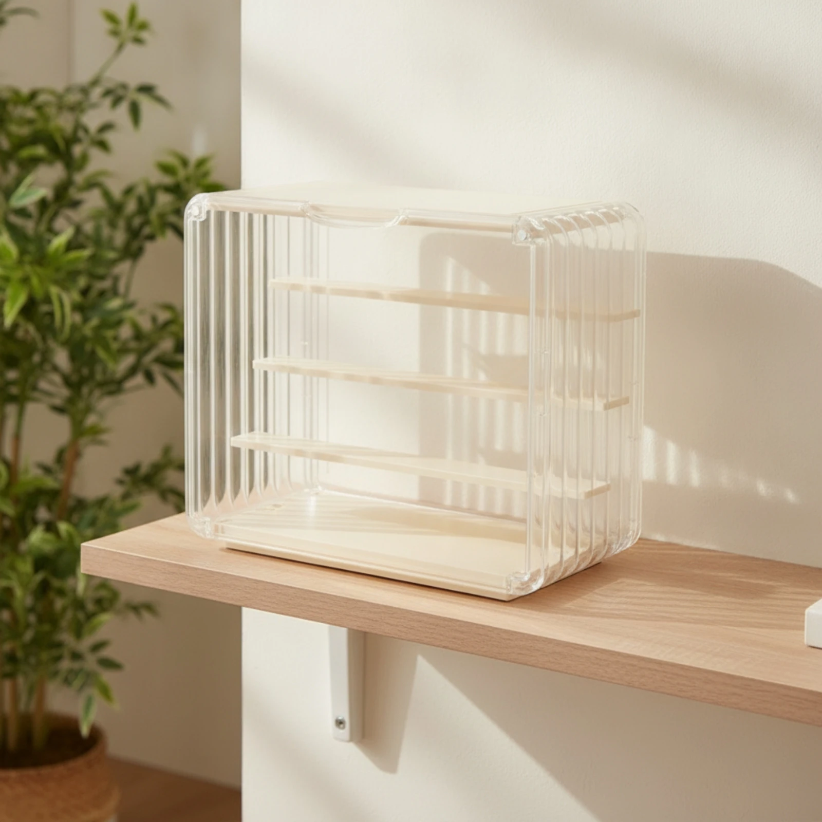 Acrylic Display Box with Stepped Shelving Sleek Showcase for Collectors, Hobby Areas, Desk