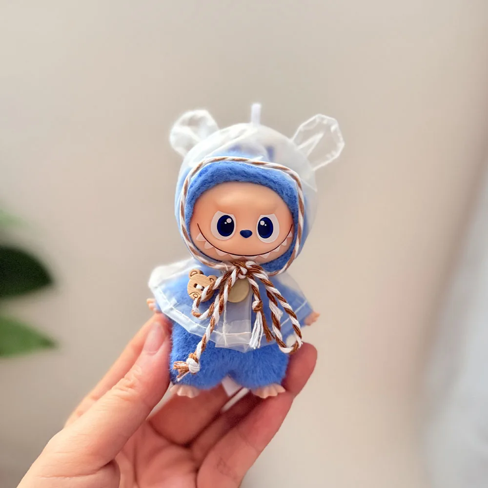 

[No Doll] Raincoat for 4.0 Mini Labubu Transparent Raincoat Doll Clothes Macaron Outfits Clothes Accessories