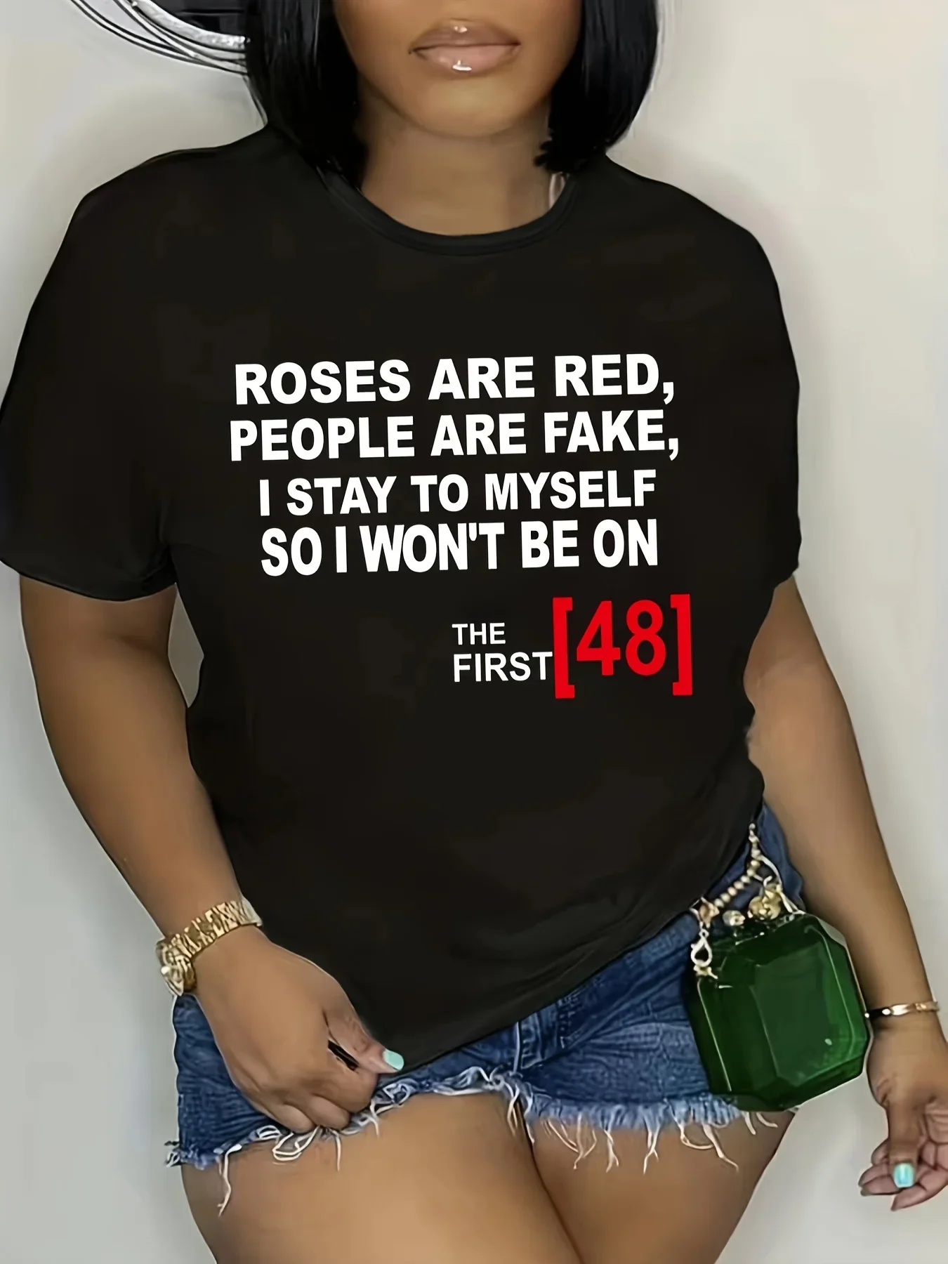 2026 Roses Are Red The First 48 Women's Tee - Humorous True Crime Graphic, Casual Bold Top