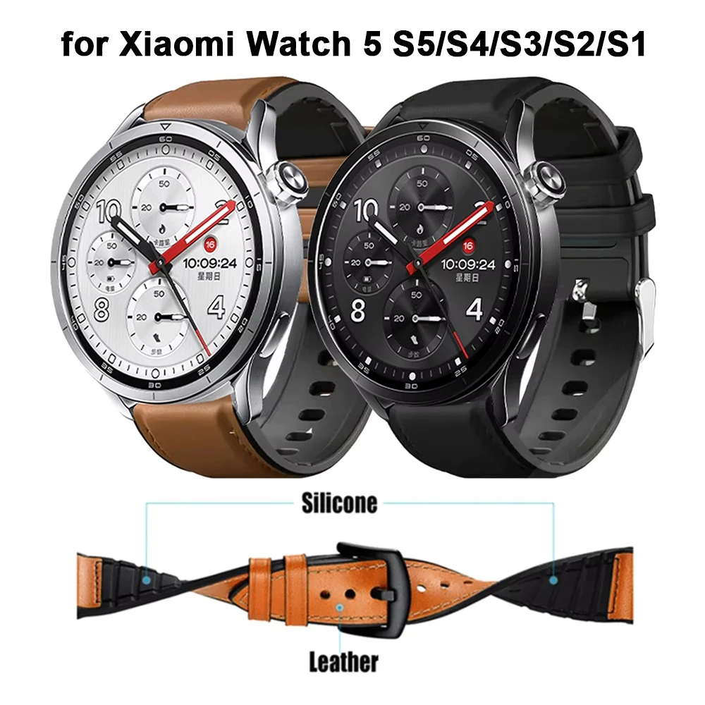 Silicone Leather Strap For Xiaomi Watch S5 S4 S3 S2 S1 Active Smartwatch Sport Strap Watchband For Xiaomi Watch5 2 2Pro Bracelet