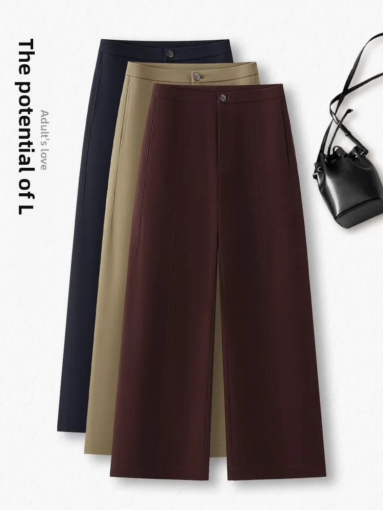 

Женские брюки с высокой талией и широкими штанинами, весенне-осенние, приталенные, повседневные, костюмные, укороченные, прямого кроя, маленькие размеры