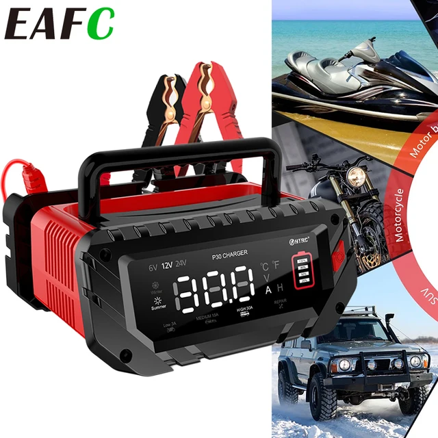 EAFC 30A W pełni automatyczna inteligentna ładowarka samochodowa 12V/24V Pulse Repair do ładowarek akumulatorów litowo-ołowiowych SLA Gel LiFePo4
