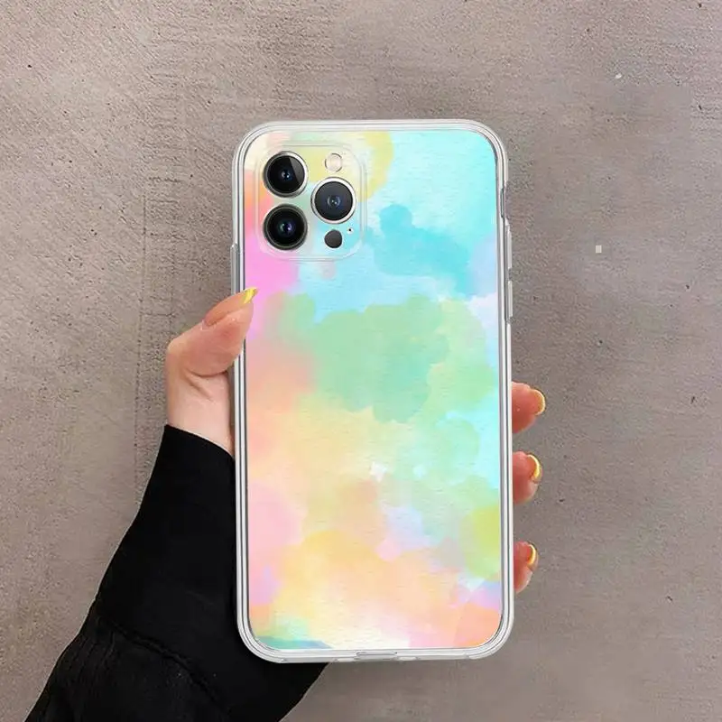 Beautiful watercolor Phone Case For iPhone 14 13 12 11 Pro Max XS X XR SE 2020 6 7 8 Plus Mini Transparent Shell