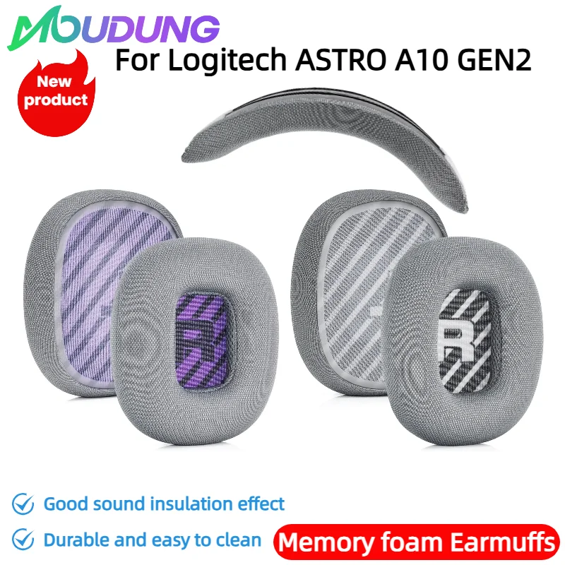 

MOUDUNG Soft Foam Protein Leather Ear Pads /Head beam cushion For Logitech ASTRO A10 GEN2 Headset Earmuffs Repairing Parts