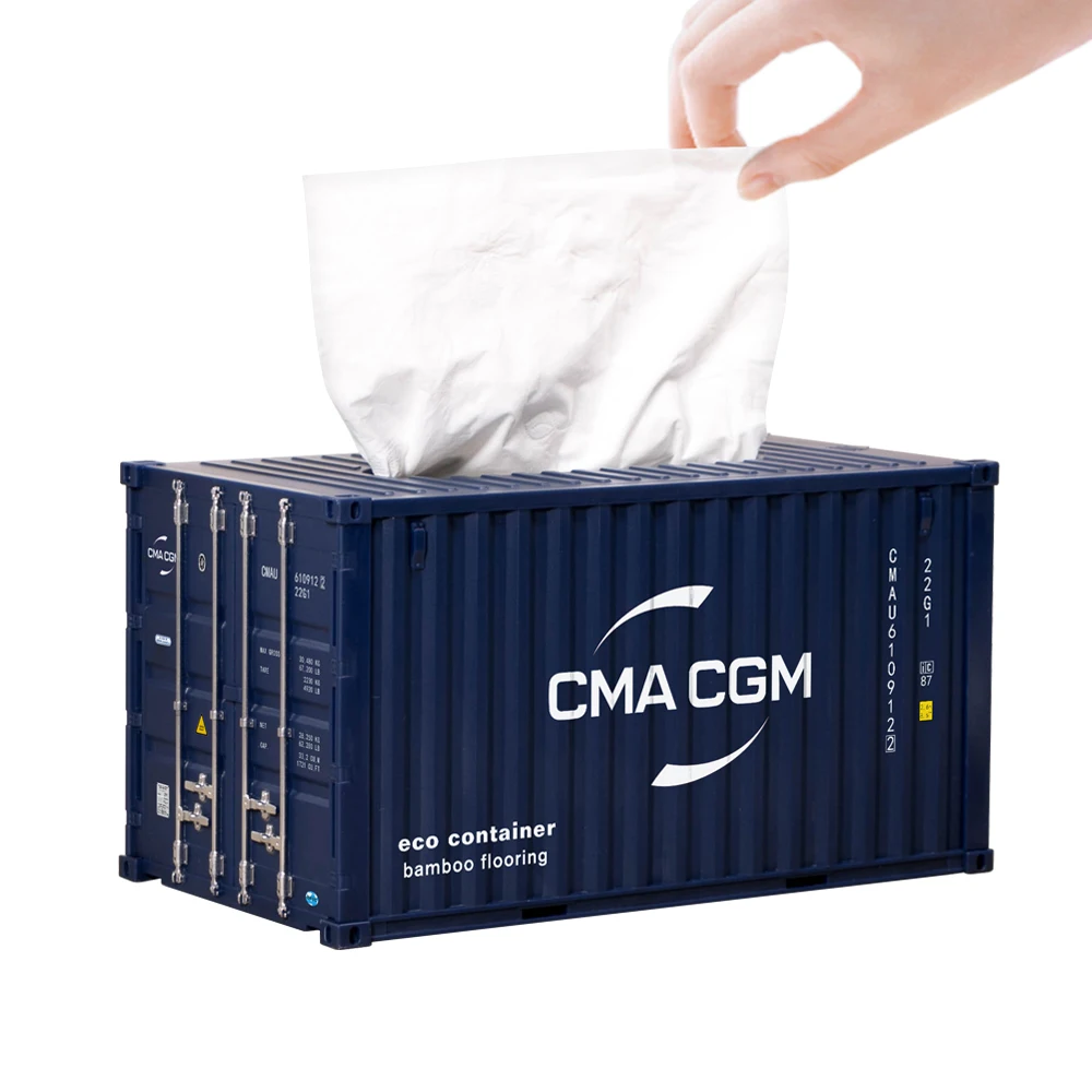 Container Tissue Box CMA Shipping Container Model Creative Storage Napkin Holder Desktop Storage Napkin Box Fashion Decoration