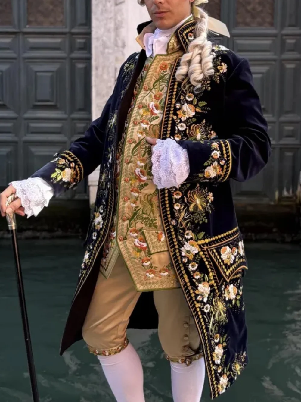 

1700s Rococo Gentleman Costume Victorian Royal Court Aristocratic Prince Floral Printed Tuxedo Suit Men's Theatre Ball Gown