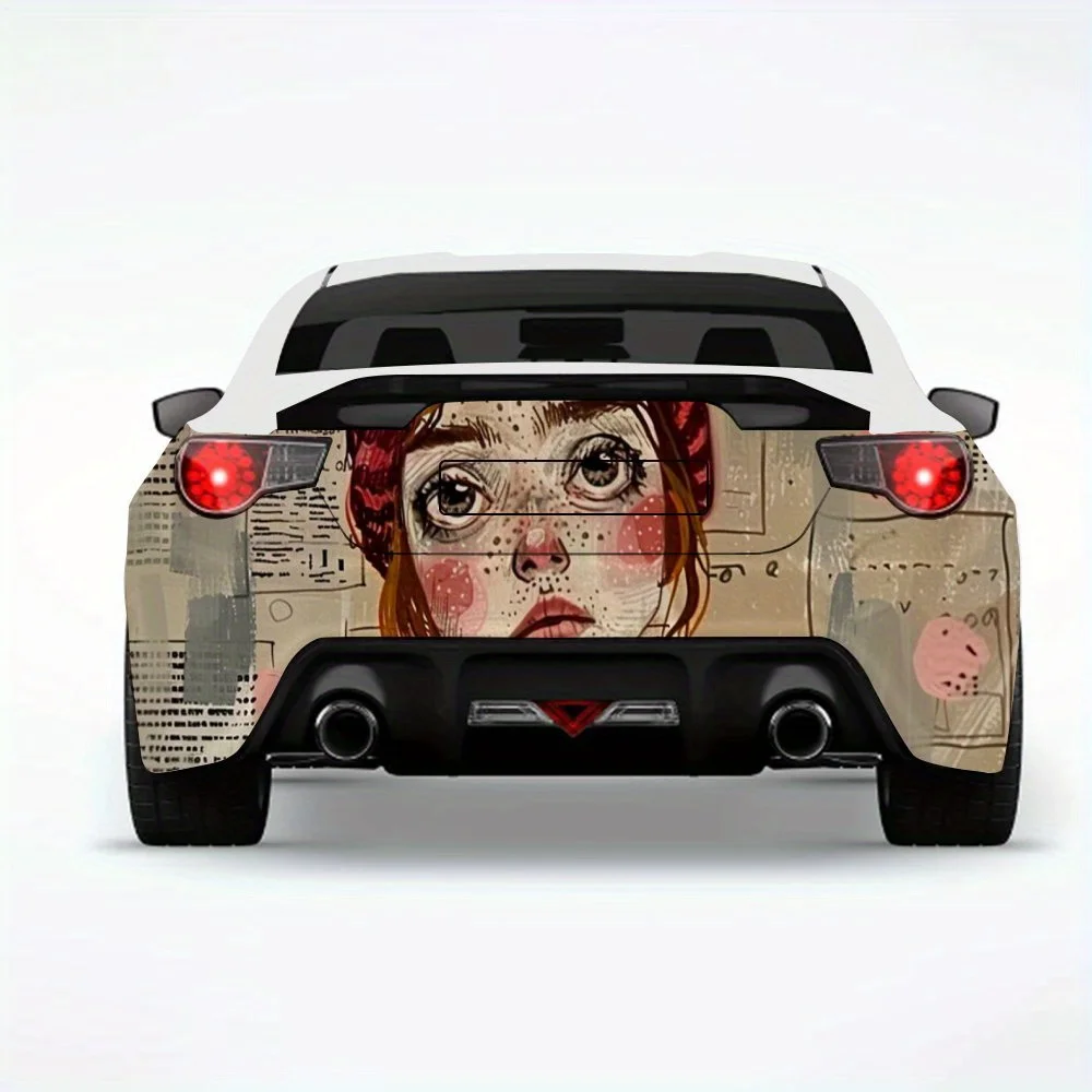 

Girl With Red Hat Car StickerVinyl Decal for Car Rear, Waterproof Self-Adhesive Vinyl Stickers for Vehicle Tail & Bumper, Decora