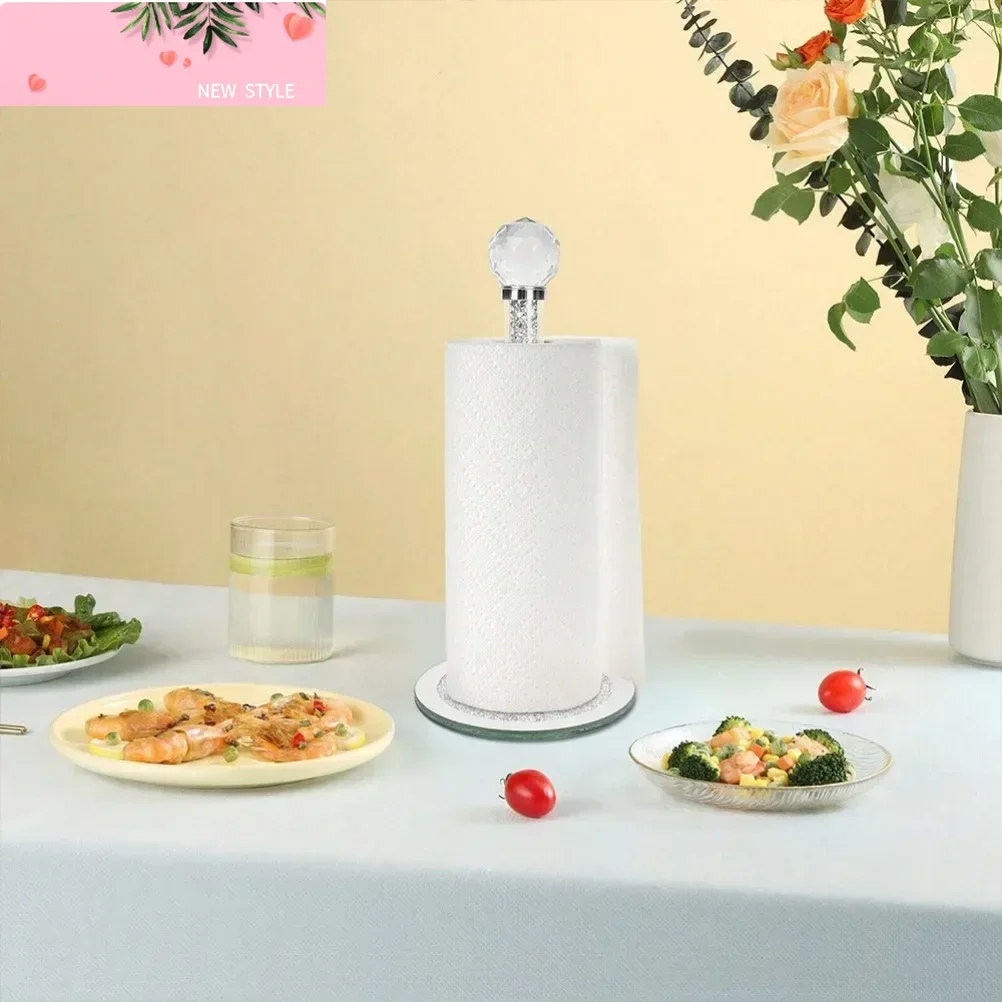 

Стеклянный держатель для бумажных полотенец Держатели для бумажных полотенец для кухонной столешницы Диспенсер для рулонов бумажных полотенец Держатели с бриллиантами Украшение дома
