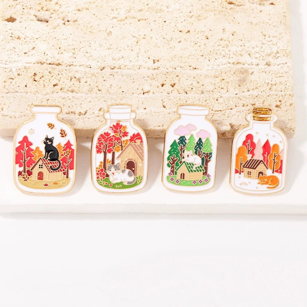 Jar of Autumn Enamel Pin | Fall Vibe Metal Badge| Nature Brooch | CATLapel Pins