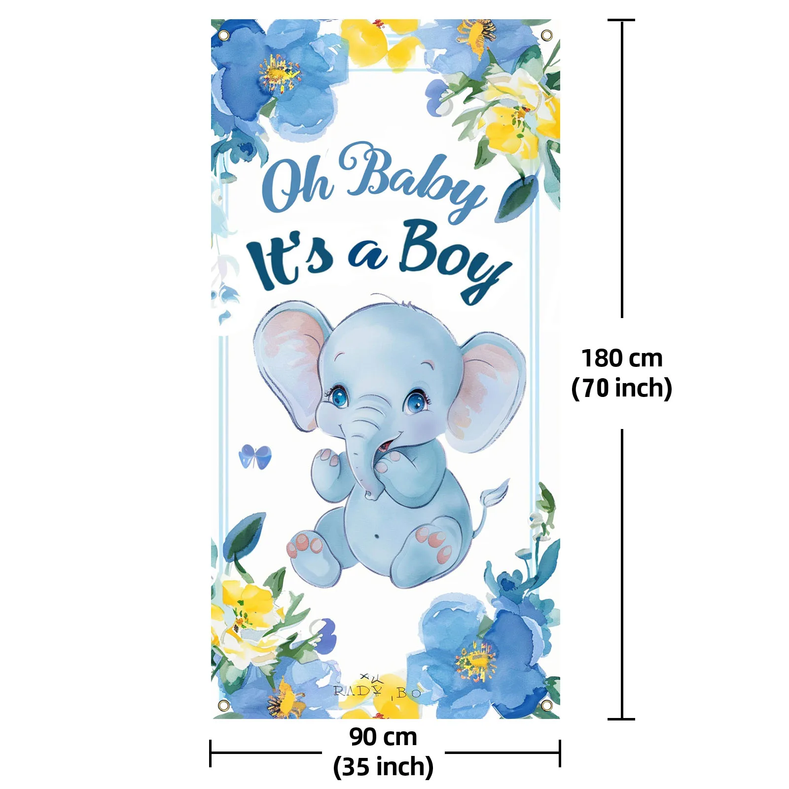 70x35 pollici Oh Baby it\'s A Boy Welcome Home Banner, elefante Banner sfondo puntelli per foto decorazione A tema animale per Baby Shower