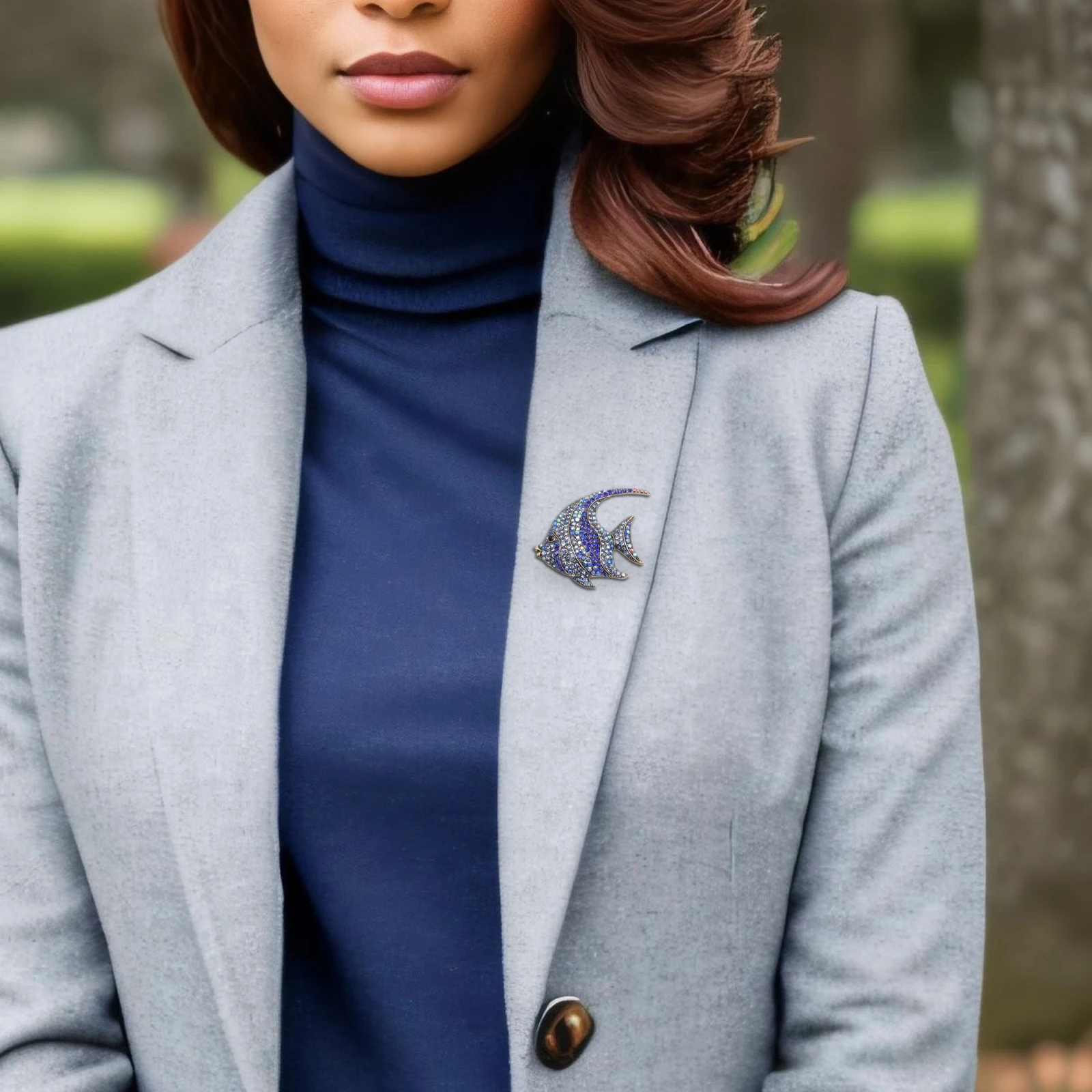 

3pcs Tropical Fish Brooch Alloy Diamond Breastpin Red Blue Green Animal Clothes Brooch For Women Men Jacket Decor Accessory