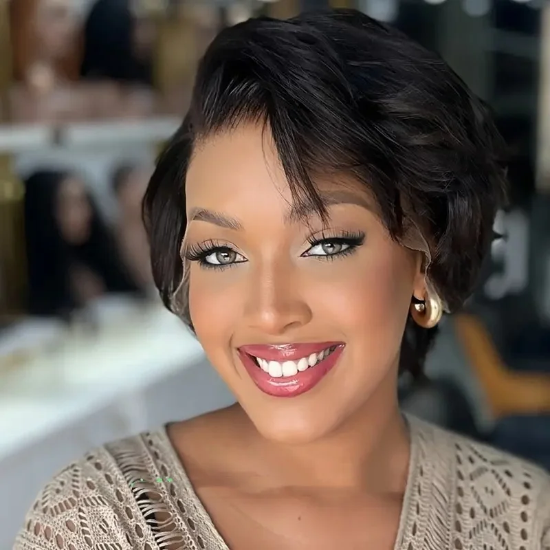 인모 13x4x1 사이드 파트 밥 레이스 프론트 인모 가발 여성용 스트레이트 헤어 레미 T 파트 레이스 가발