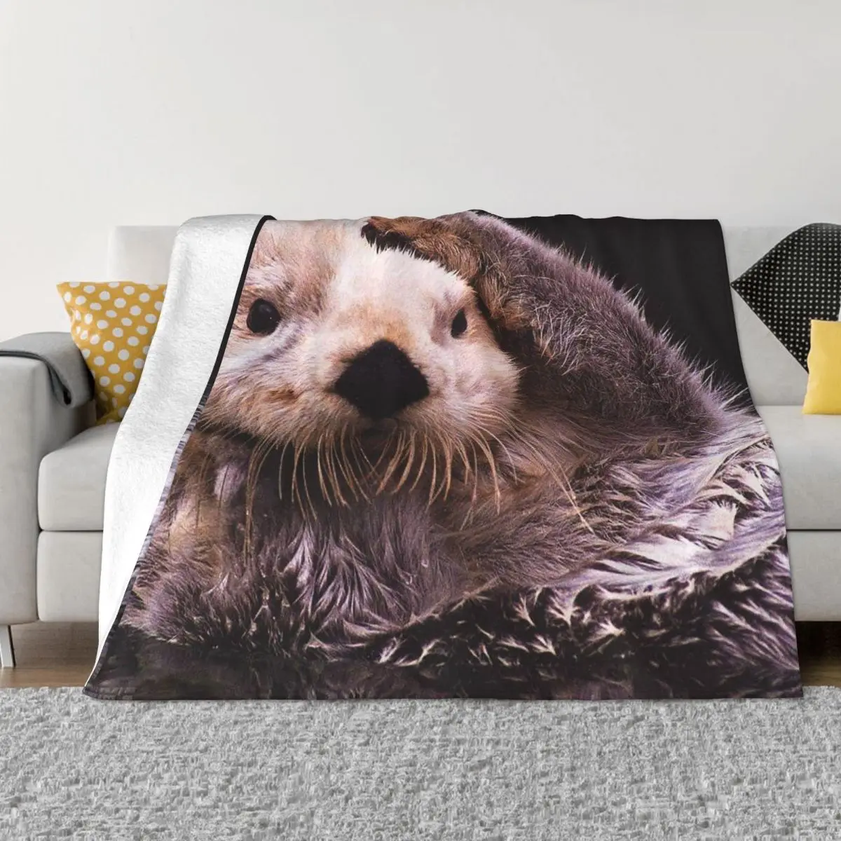 

Sea Otters Plaid Blankets Sofa Cover Flannel Winter Animal Collage Lightweight Thin Throw Blankets for Bedding Outdoor Bedspread