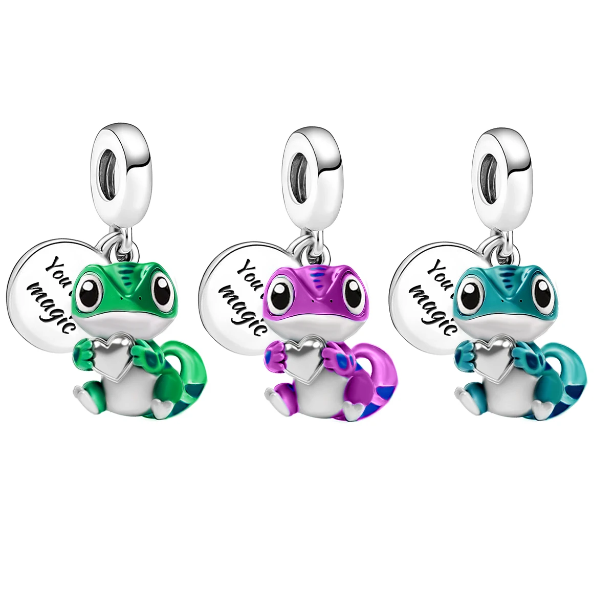925 Sterling Silver Lovely Cute Chameleon Charm Pendant for Bracelets DIY Women's High Quality personalized Fine Jewelry