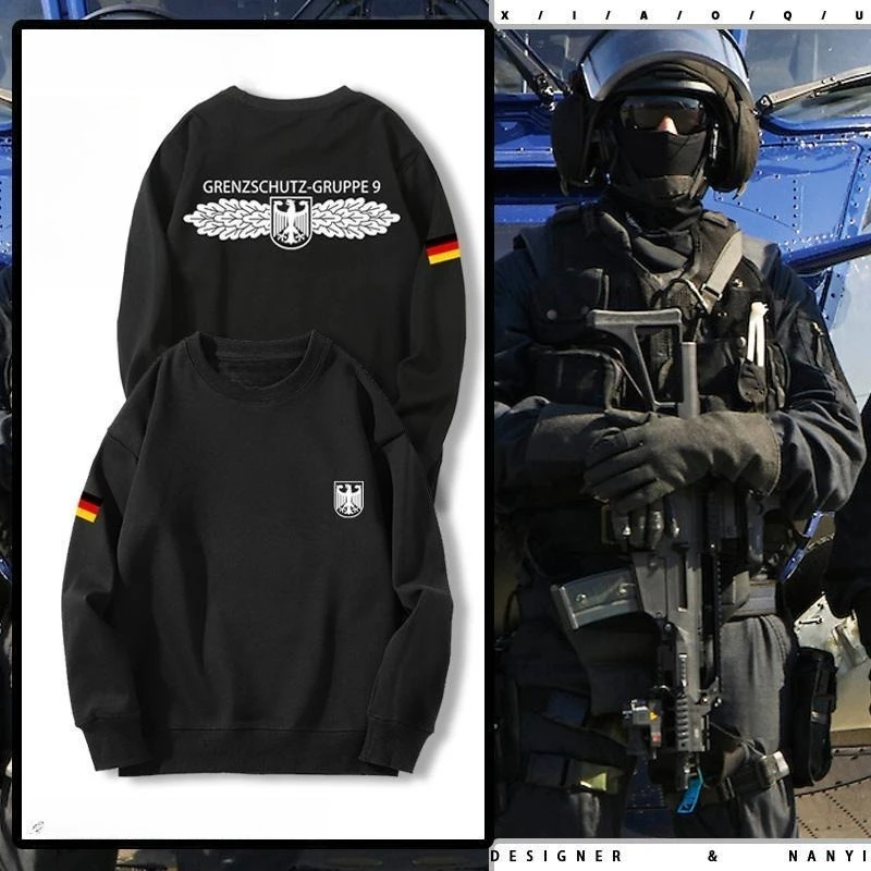 

Germany GSG9 Special Forces Crew Neck Sweater Autumn and Winter Men's Tactical Training Outdoor Versatile Casual Sweatshirt