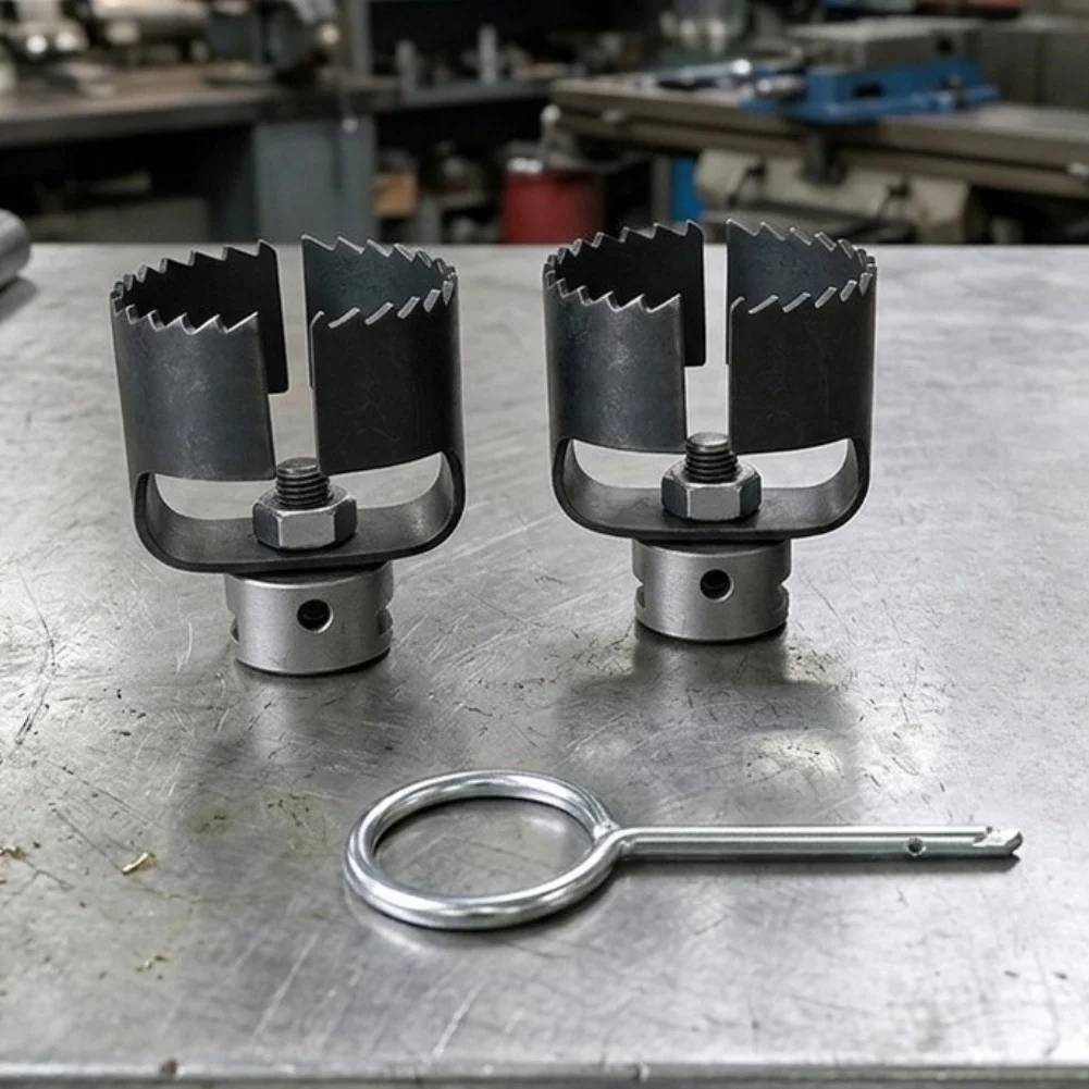 Pipe Cleaning Auger Set 3PCS for 4-8 Inch Lines High Strength Steel Heads Easy Installation Locking Pin Secure Fit