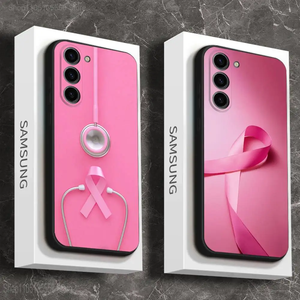 

Girl Breast Cancer Pink Ribbon Phone Case For Samsung Galaxy A 73,72,51,53,52,71,22,5G,Note,J7,8,9 Soft Black Cover