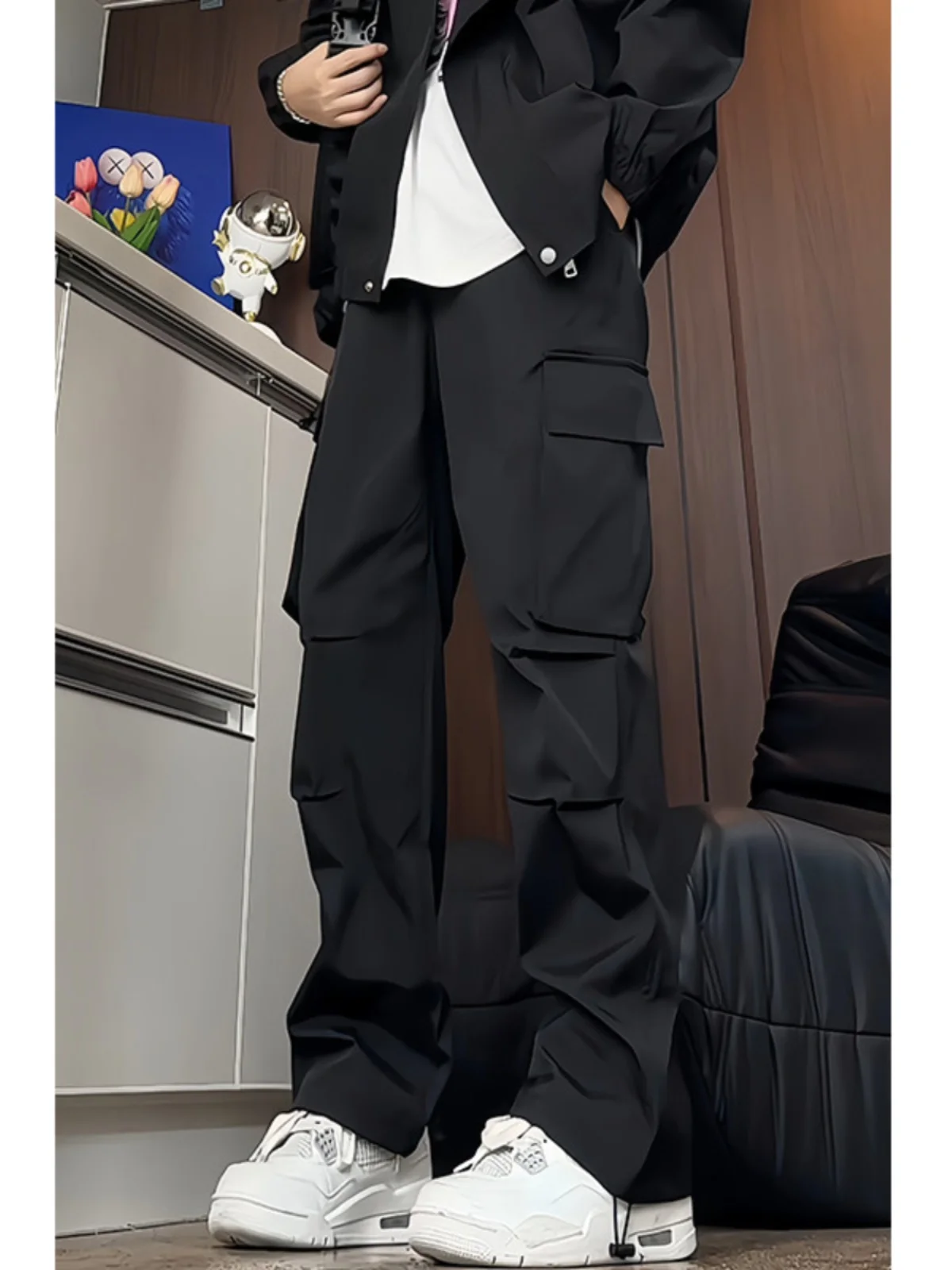 

American Sle Outdoor Waterproof Men's Spring Autumn Large Size Functional Work Trousers Loose Straight Multi-ket Hiking ...