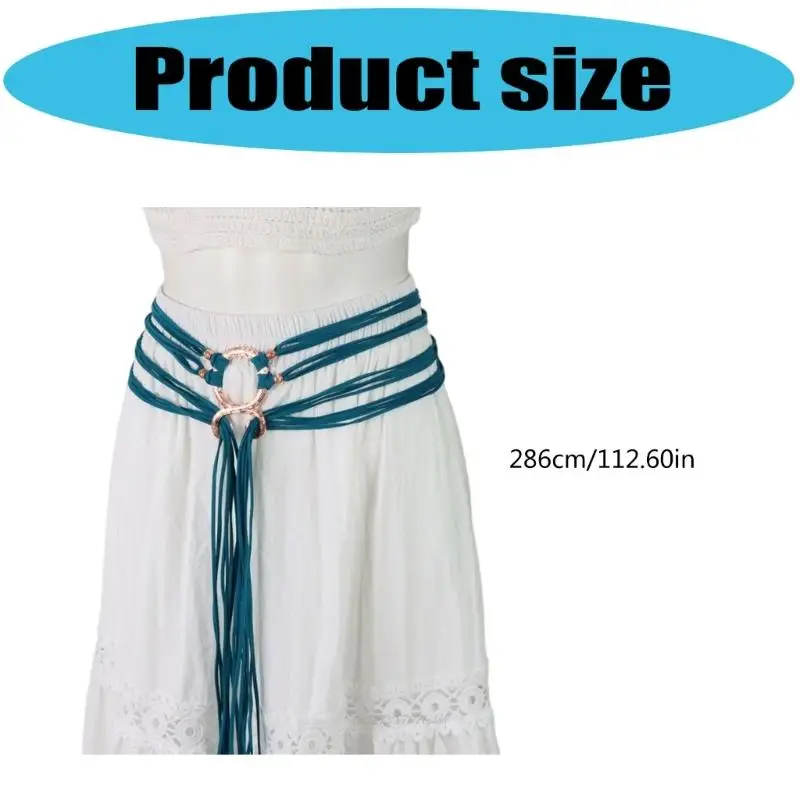 Correa cintura cruzada ajustable X5XA para mujer, cinturón cuerda larga piel sintética suave