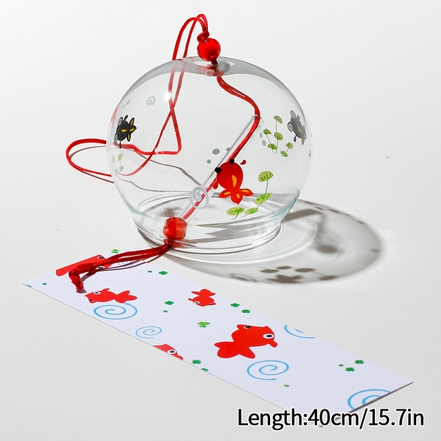 Furin: Le campanelle a vento Giapponesi e il suono del vento 65 Pesci rossi e neri piccoli e rotondi solo su trasparente