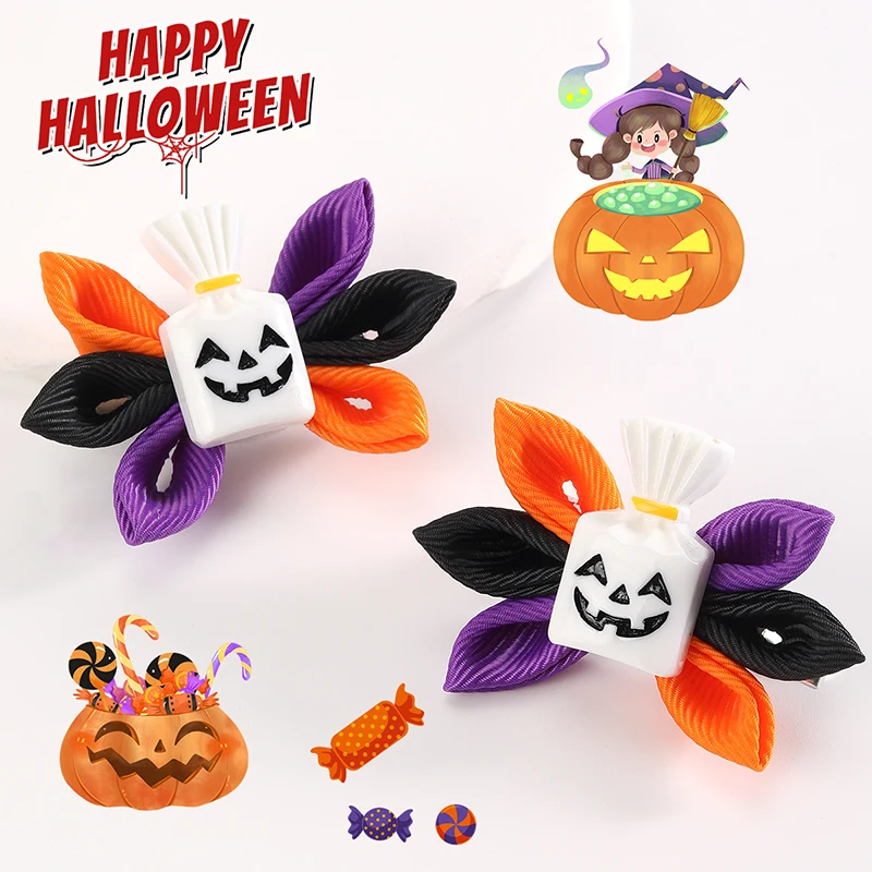 Oaoleer 2Pcs Scary Halloween Hair Clips For Kids Girls Pumpkin Spooky Children Hair Pin Hairgrips Kids Headwear Hair Accessories