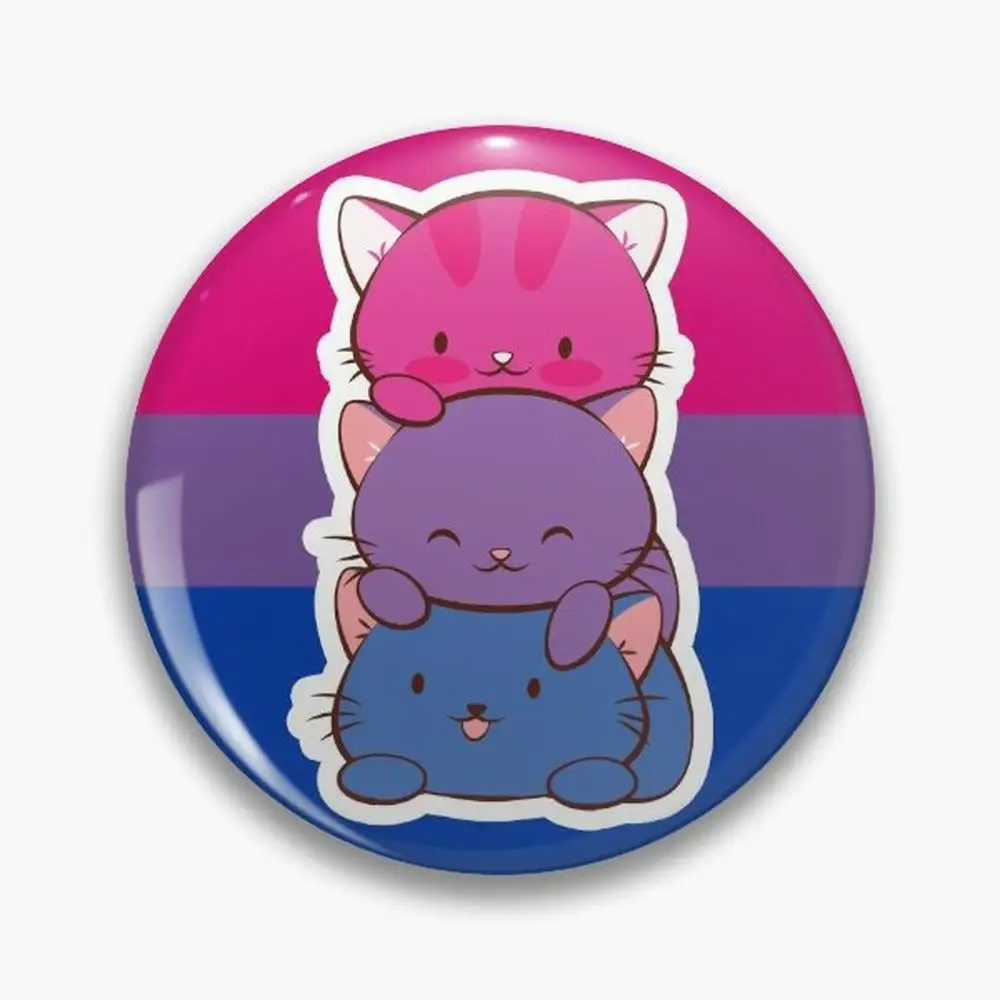 

Bisexual Flag LGBT Bi Pride Cute Kawaii Cats Pin Buttons Brooches Jewelry Accessory Customize Brooch Fashion Lapel Badges