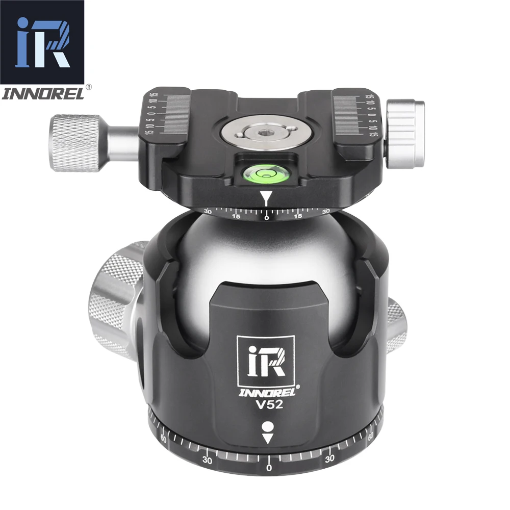 INNOREL V52/44/36 Tripod Head of Low Gravity Center Double Panoramic Ball Head with Quick Release Plate for Digital DSLR Camera