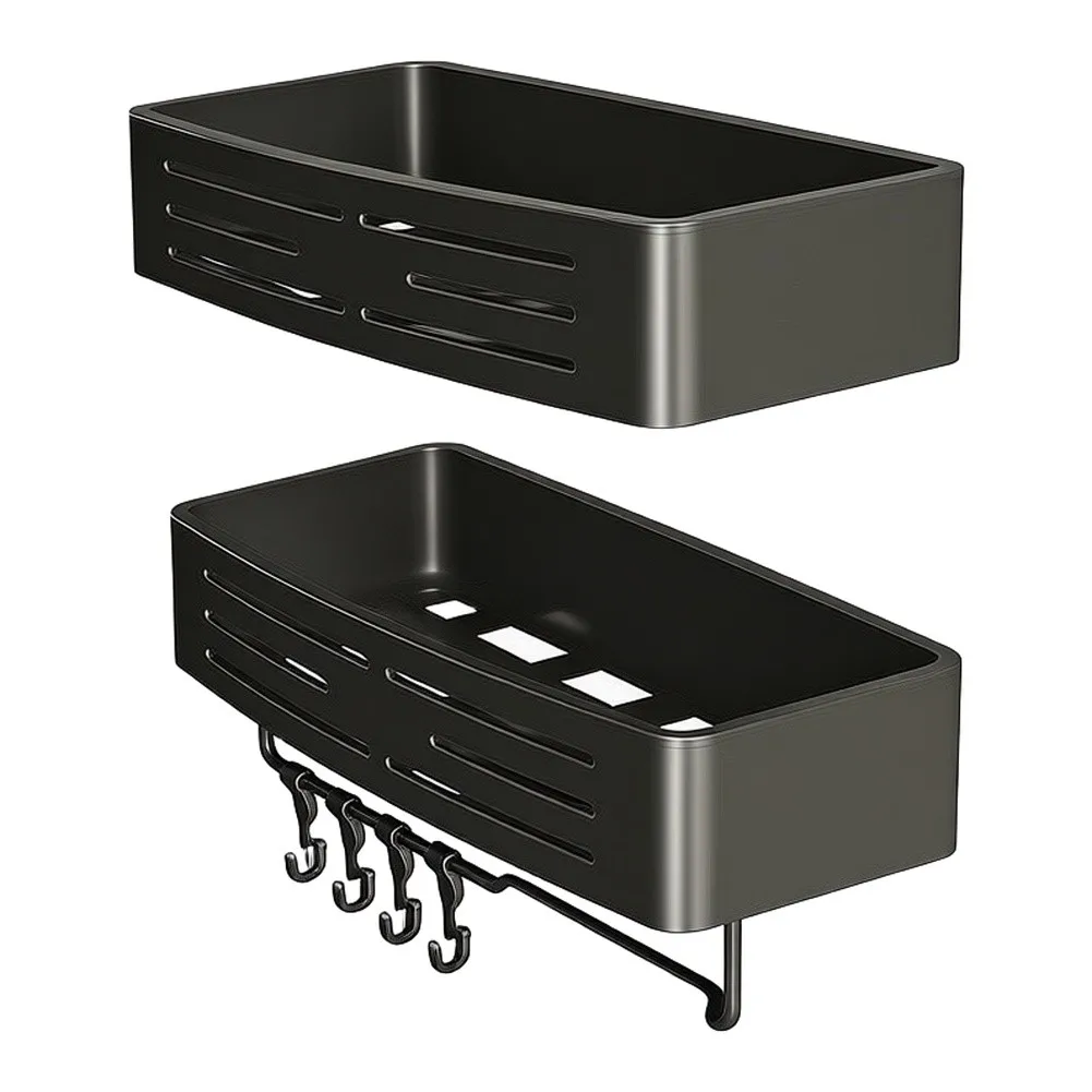 Tool-Free Shower Organizer Made of Rust-Resistant Aluminum 13inch x 5.7inch x 2inch Gunmetal Gray for Bath Kitchen RV