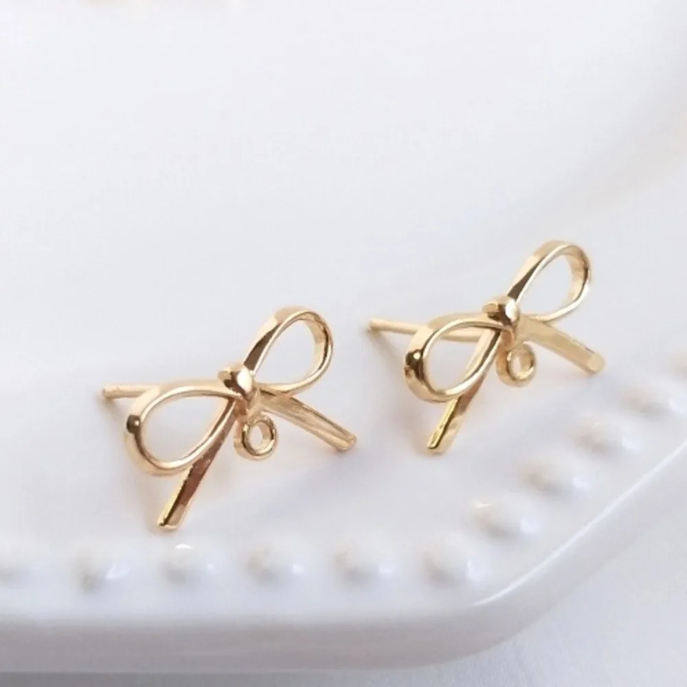 

Медные серьги-бантики золотого цвета 14 карат с подвесными серьгами «сделай сам», простая атмосфера, ювелирные изделия ручной работы, аксессуары, материал сережек