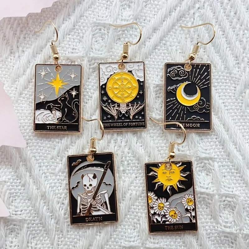 10pcs Sun Moon Star Death Talisman Earrings, Women's Earrings, Best Choice for Gifts