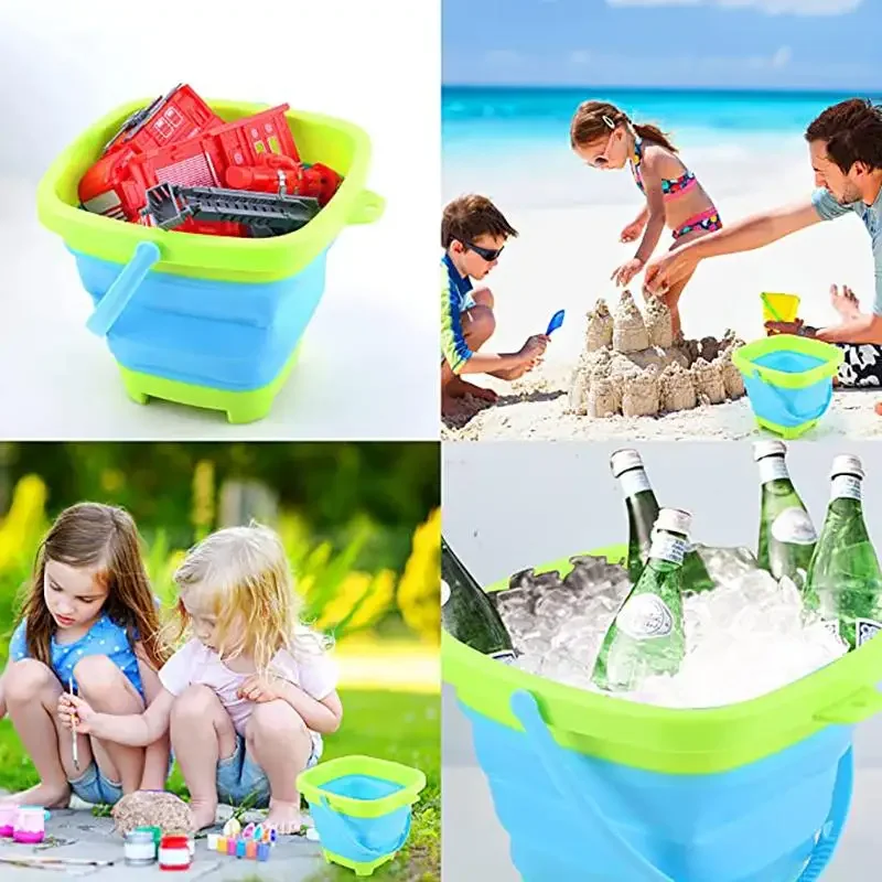 Children\'s Beach Toy Set Collapsible Bucket Sand Digging Toy Baby Summer Beach Accessories Children\'s Water Game Storage Tool