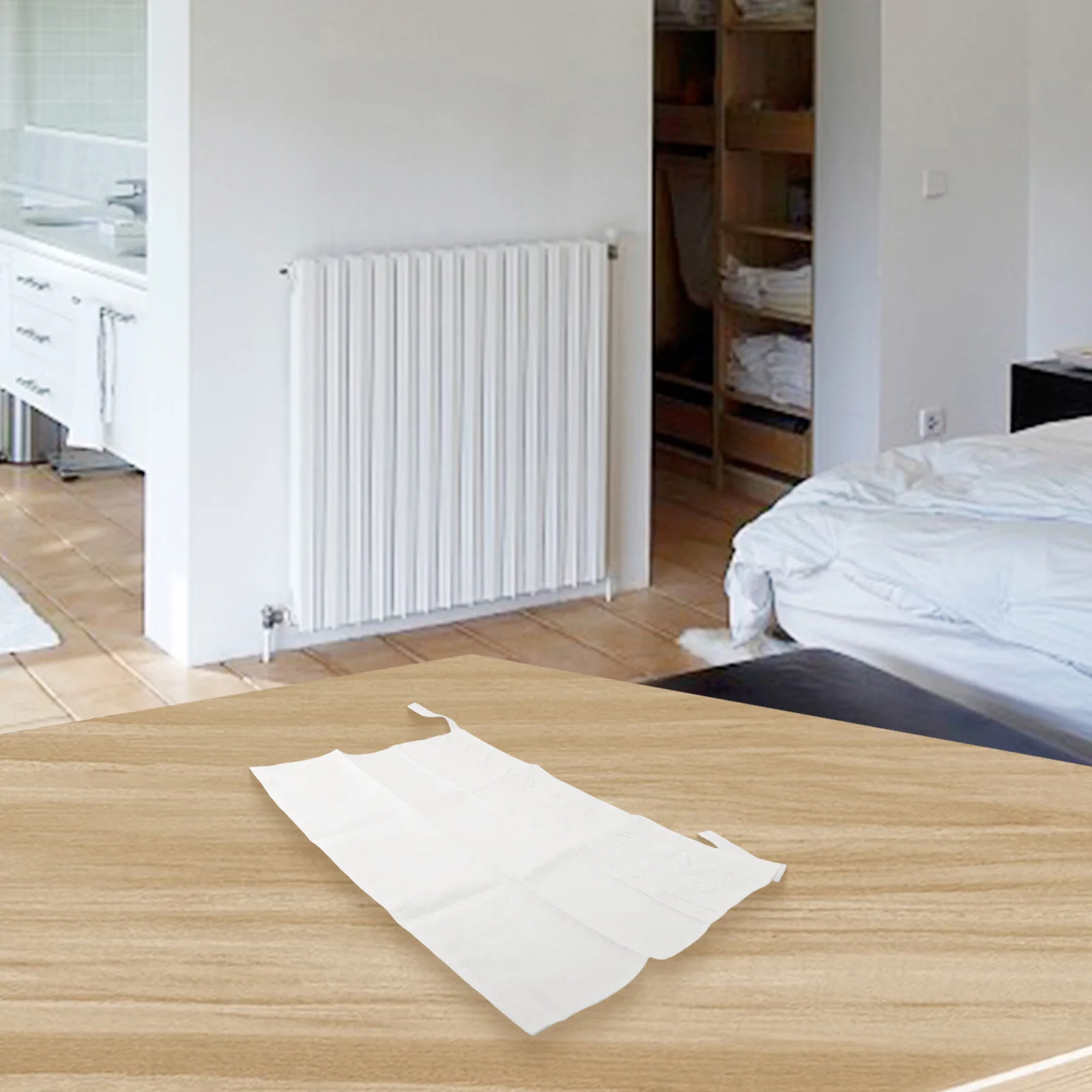 Dust Shielding Linen Fabric with Intricate Lace Pattern Keeps Heating Units Clean while Elevating Room Elegance Levels