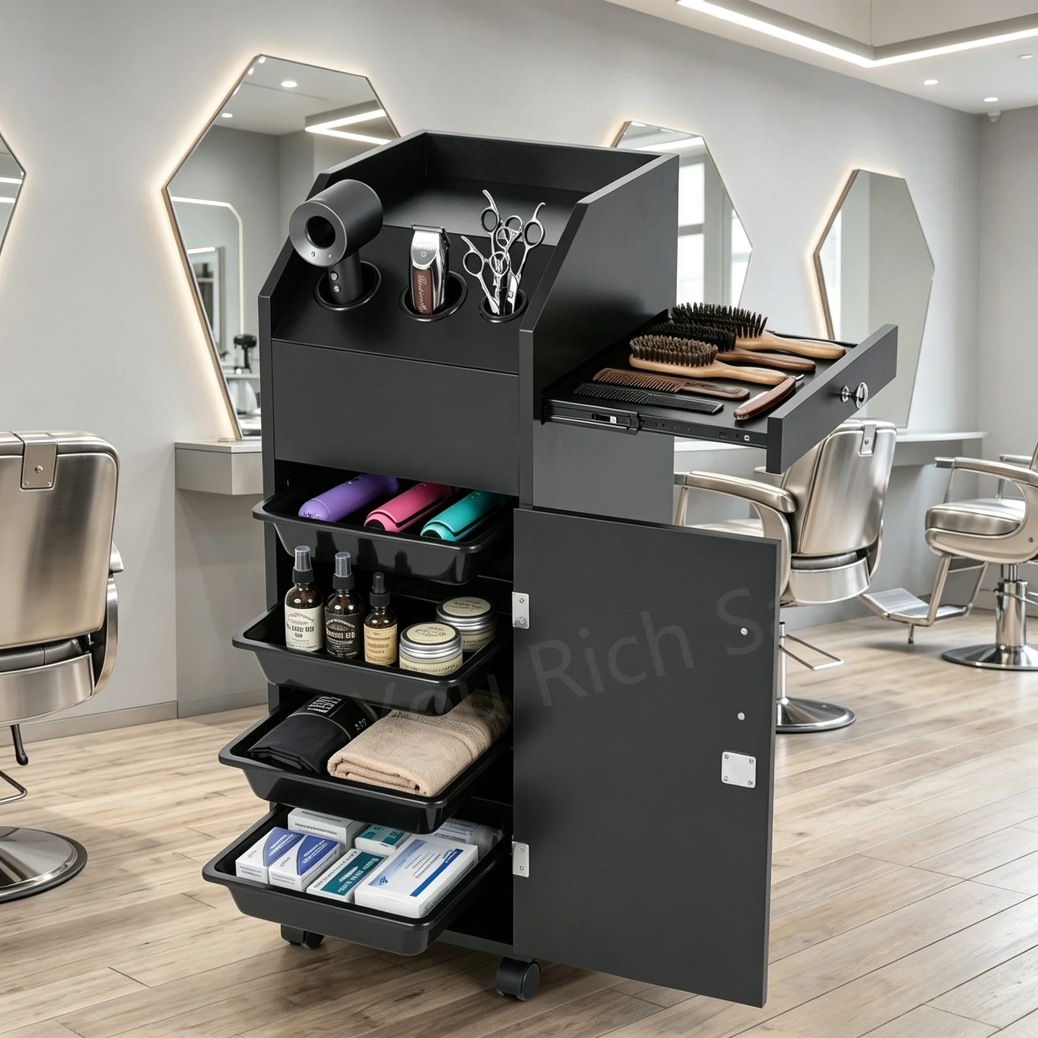 Salon Trolley,Modern Metal Hair Salon & Beauty Salon Trolley Cart 2-Tier Pedicure Spa Nail Shop Eco-Friendly Easy Moving Gold 4-