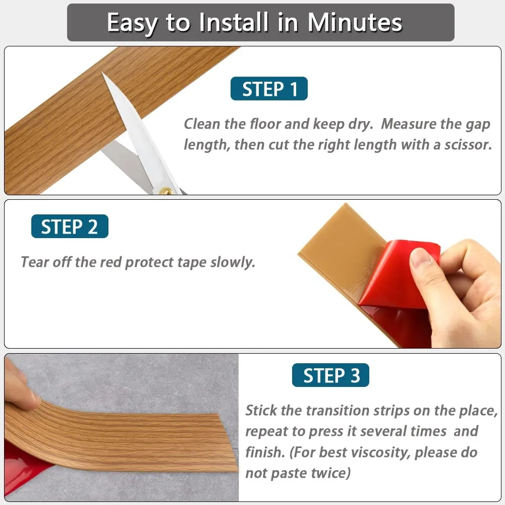1PC 1mx5cm Self Adhesive Floor Transition Strip Vinyl Laminate Floor Flat Divider for Joining Floor Gaps Doorways Carpet Cover - view 6