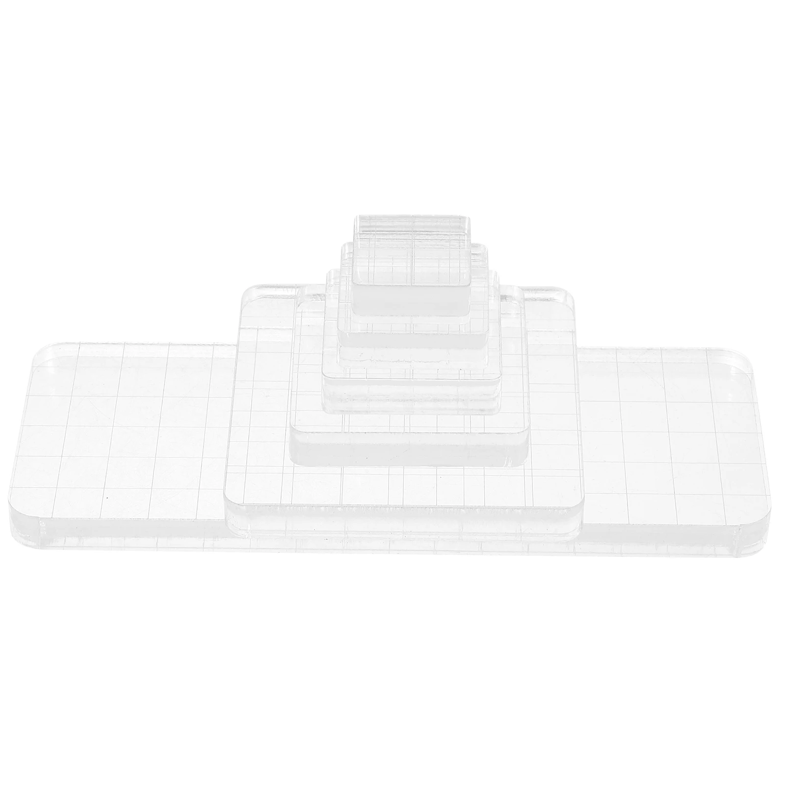 

6pcs Clear Acrylic Stamping Blocks Grid Line Tool Set For Diy Crafts Scrapbooking Card Making Journaling Planner Stamps