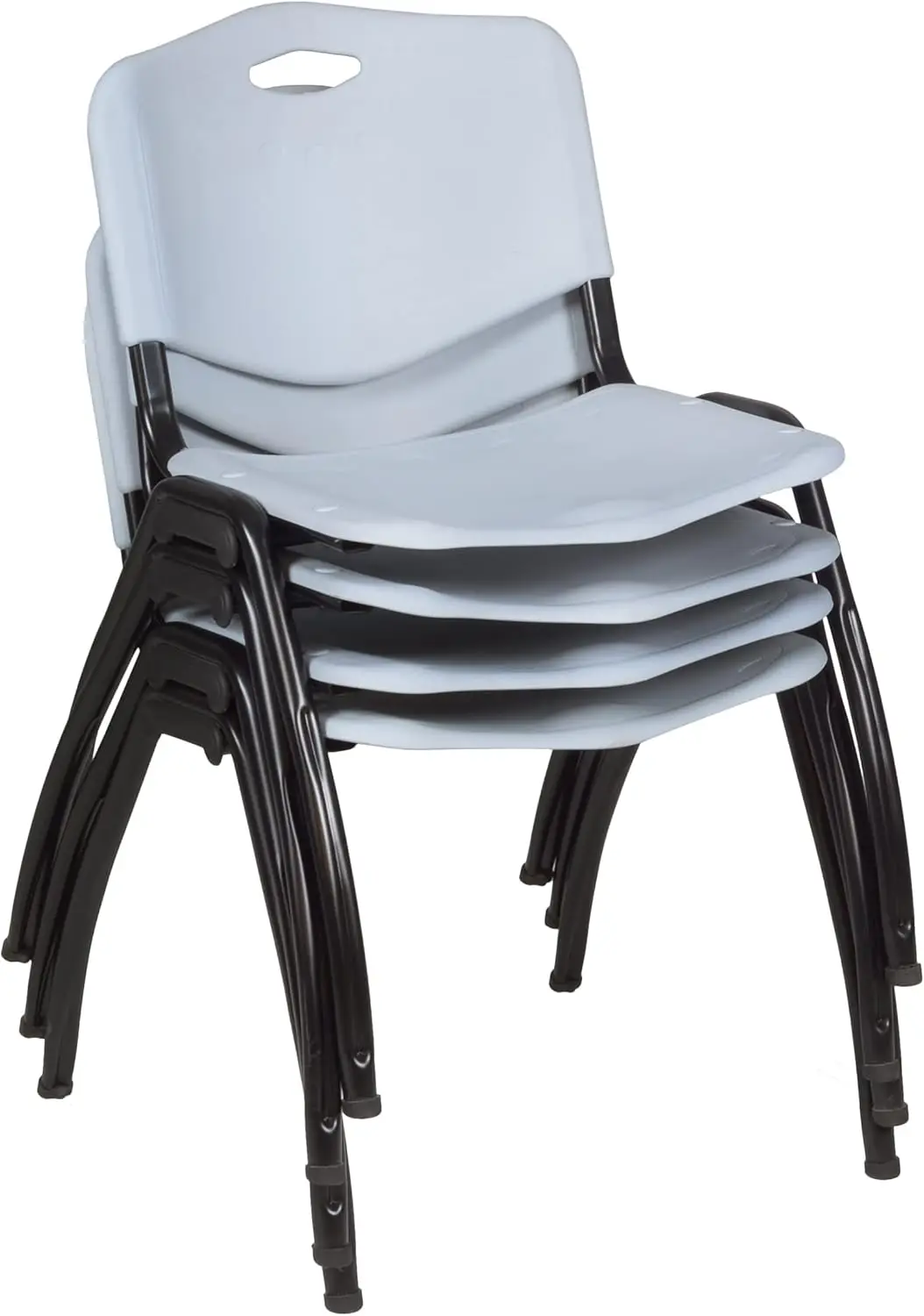 Kobe Breakroom mesa com 4 m Stack cadeiras, 30 "cadeiras redondas cereja, cinza