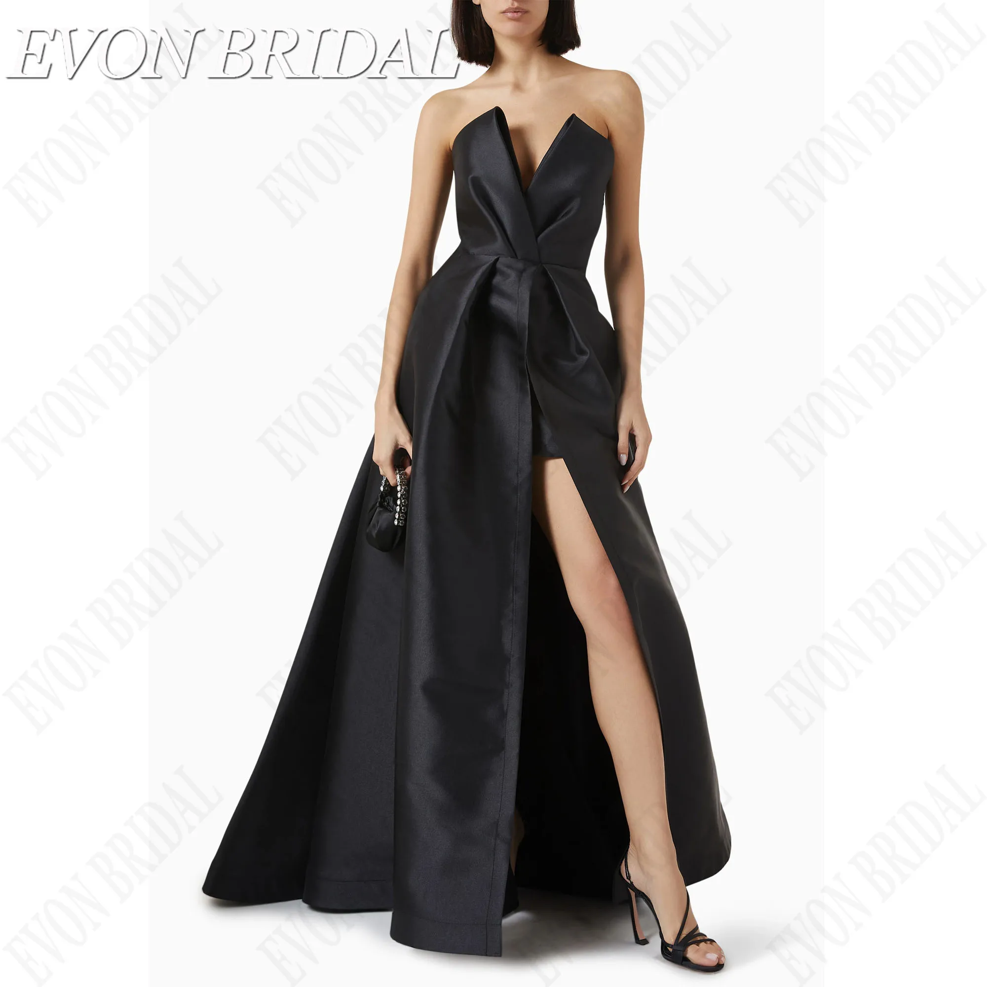 

EVON BRIDAL Celebrity Red Carpet Dress Strapless Sleeveless Formal Evening Gown A-Line Side Slit Backless فساتين سهرة Customized