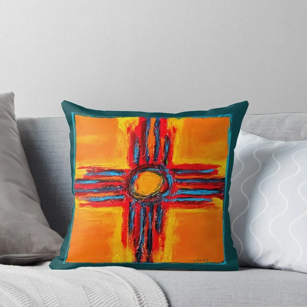

Zia Symbol in Traditional Southwest Colors Throw Pillow Decorative Cushions For Living Room pillow cover luxury pillow