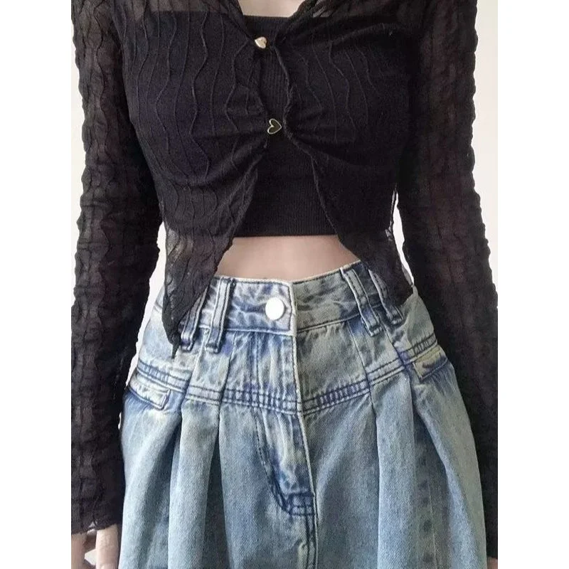 ヴィンテージアメリカンハイウエストワイドレッグジーンズ女性用洋梨型痩身ストレートルーズドレープ足首丈パンツロングパンツ