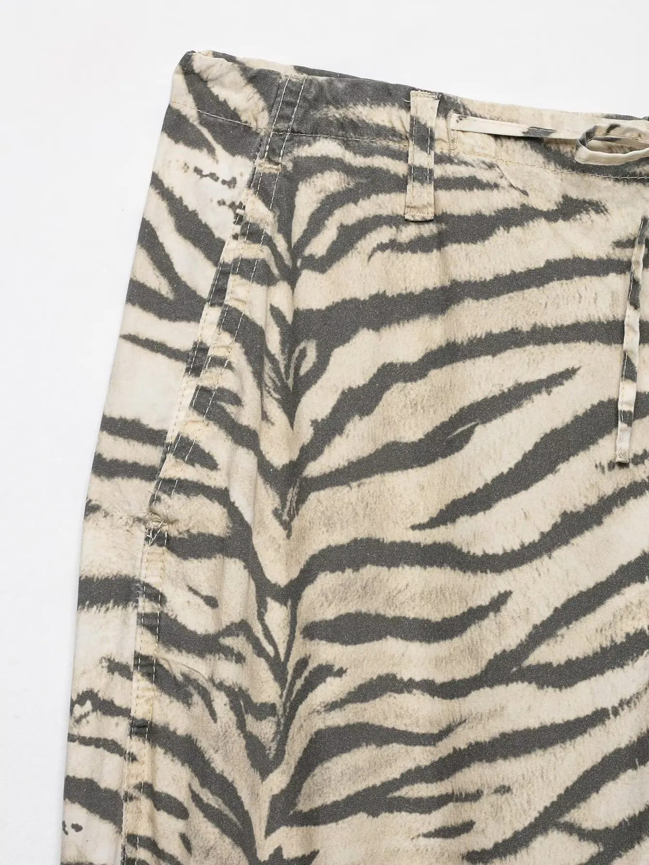 Modische Vintage Leoparden-Hose für Damen, Lässige Weite Hose mit Schnürung und Taschen, Sommer-Herbst Neuheit – Detail 6