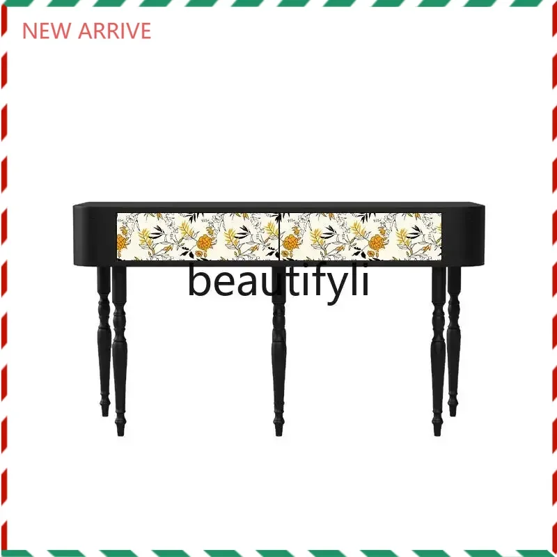 

D2520 Nordic modern retro entrance cabinet, living room against the wall, counter to the home table, antique solid wood cabinet